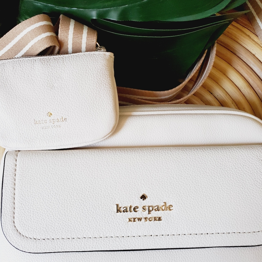 🆕 Kate Spade flap camera bag K6057 Pebbled leather Parchment Crossbody Rosie - Picture 2 of 8